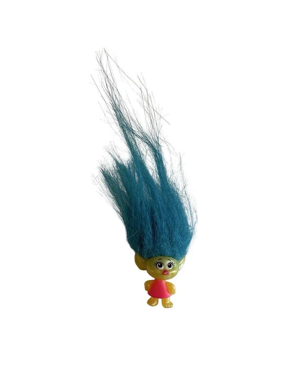 DreamWorks Trolls Smidge Mini Figure Cake Topper Yellow Blue Hair Pink Dress